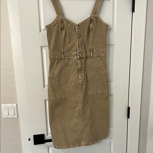 GAP Tan Denim Button-Front Dress with pockets